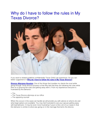 Why do I have to follow the rules in My Texas Divorce?