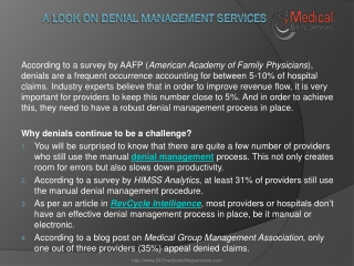 A Look on Denial Management Services