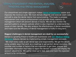 Denial Management- Prevention, Analysis, Tracking and Trend Management