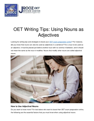 OET Writing Tips: Using Nouns as Adjectives