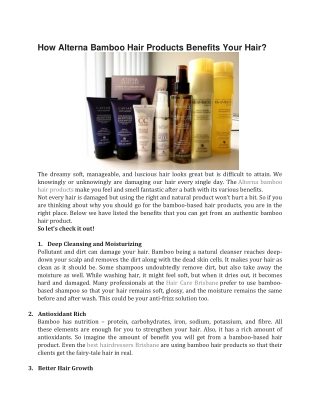 How Alterna Bamboo Hair Products Benefits Your Hair?