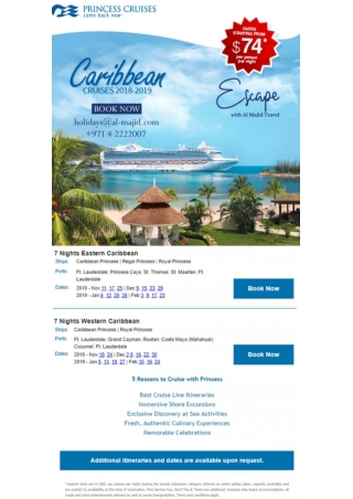 Caribbean cruises | Cruise Holidays from Dubai