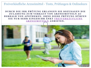 Freiverkäufliche Arzneimittel - Tests, Prüfungen & Onlinekurs