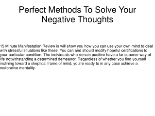 Perfect Methods To Solve Your Negative Thoughts