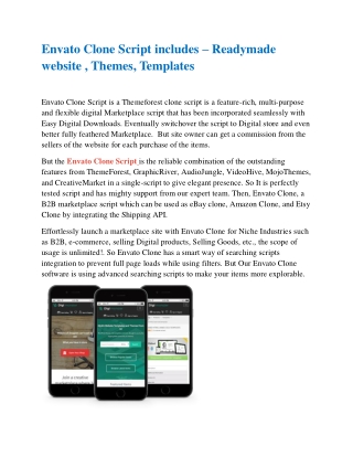 Envato Clone Script includes – Readymade website , Themes, Templates