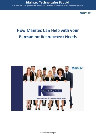 How Maintec Can Help with your Permanent Recruitment Needs