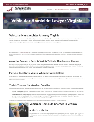 Vehicular manslaughter attorney VA