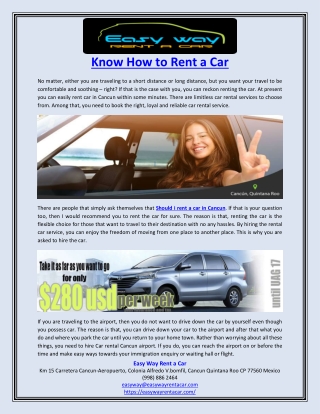 Know How to Rent a Car
