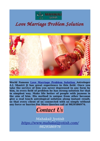 Love Marriage Problem Solution