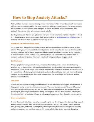 How to Stop Anxiety Attacks