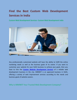 Hire the custom website development services in India