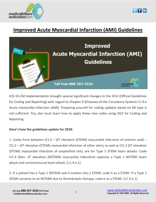 Improved Acute Myocardial Infarction (AMI) Guidelines