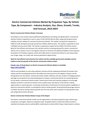 Electric Commercial Vehicles Market By Propulsion Type, By Vehicle Type, By Component – Industry Analysis, Size, Share,