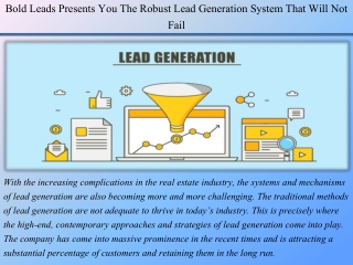 Bold Leads Presents You The Robust Lead Generation System That Will Not Fail