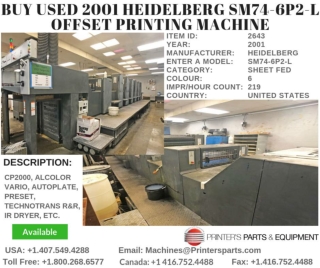 Buy Used 2001 Heidelberg SM74-6P2-L Offset Printing Machine