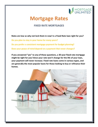 Mortgage Rates | Mortgage Unlimited Corporate Site