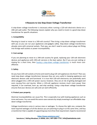 4 Reasons to Use Step-Down Voltage Transformer