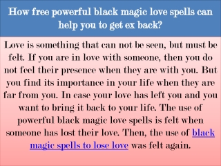 How free powerful black magic love spells can help you to get ex back?