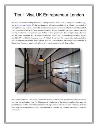 Tier 1 Visa UK Entrepreneur London