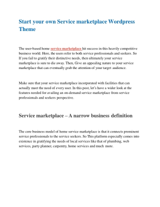 Start your own service marketplace wordpress theme