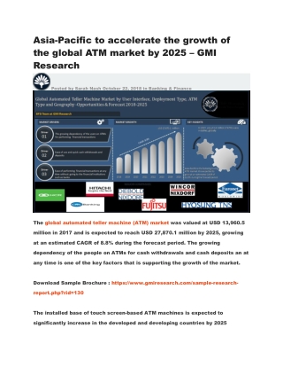 Asia-Pacific to accelerate the growth of the global ATM market by 2025 – GMI Research