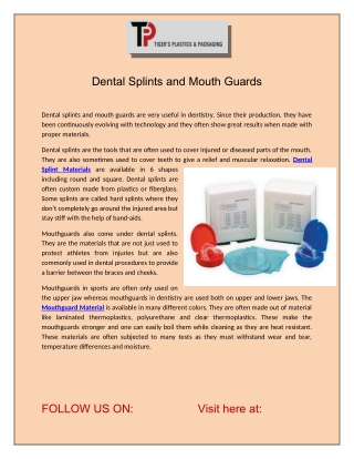 Dental Splints and Mouth Guards