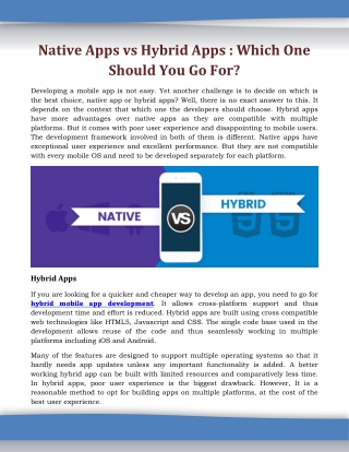 Native Apps vs Hybrid Apps : Which One Should You Go For?