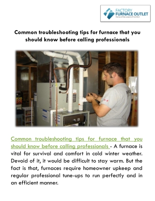 Common troubleshooting tips for furnace that you should know before calling professionals