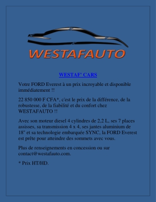 WESTAF CARS TOGO - Votre FORD Everest Togo