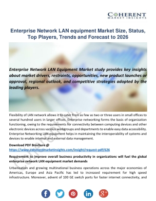 Enterprise Network LAN equipment Market Research Scope, Industry Chain Analysis & Opportunities 2018 to 2026