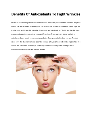 Benefits Of Antioxidants To Fight Wrinkles