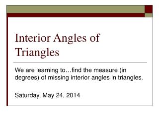 Interior Angles of Triangles