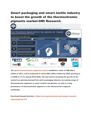 Global Thermochromic Pigments Market - Opportunities & Forecast 2018-2025