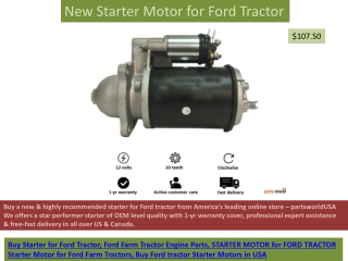 New Starter Motor for Ford Tractor