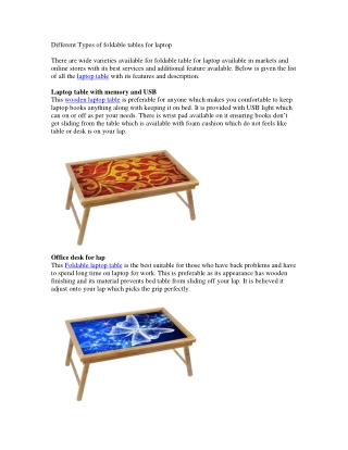 Different Types of foldable tables for laptop