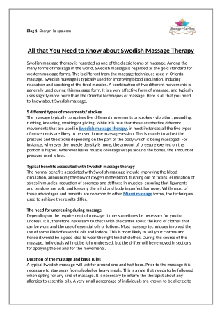 All that You Need to Know about Swedish Massage Therapy