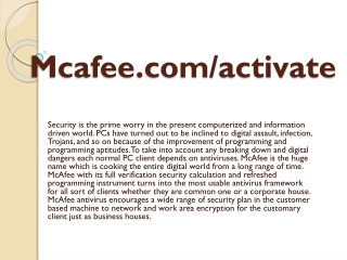 McAfee.com/Activate - McAfee Antivirus Activation Key