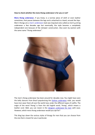 How to check whether the mens thong underwear is for you or not?