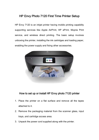 HP Envy Photo 7120 First Time Printer Setup