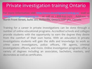 Private investigation training Ontario