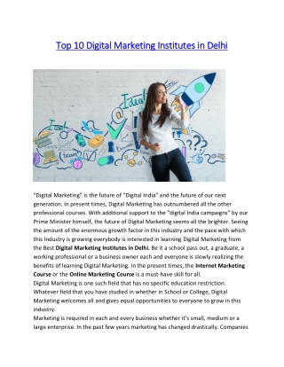 Digital Marketing Institute in Delhi Learn With Industry Experts