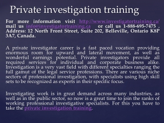 Private investigation training