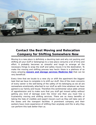 Contact the Best Moving and Relocation Company for Shifting Somewhere New