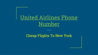 Cheap Flights To New York- United Airlines Phone Number