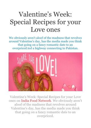 Valentine’s Week: Special Recipes for your Love ones on