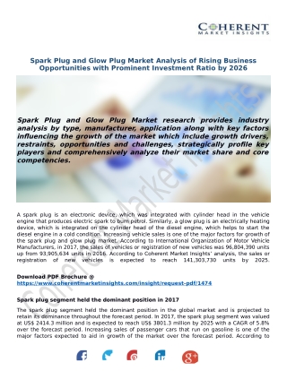 Spark Plug and Glow Plug Market Analysis of Rising Business Opportunities with Prominent Investment Ratio by 2026