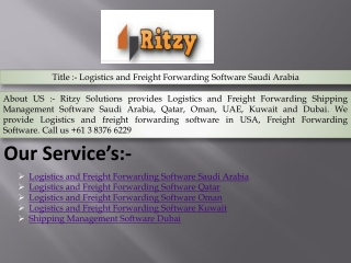 Logistics and Freight Forwarding Software Saudi Arabia