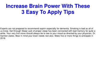 Increase Brain Power With These 3 Easy To Apply Tips