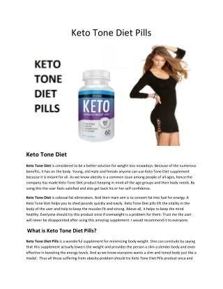 Keto Tone Diet Pills