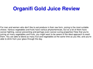 Organifi Gold Juice Review